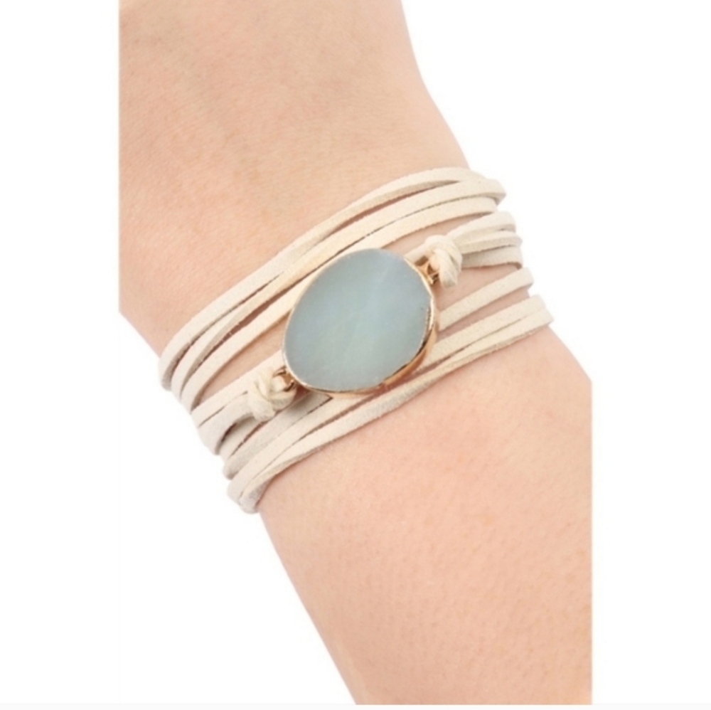 Green Cream Stone Wrap Bracelet